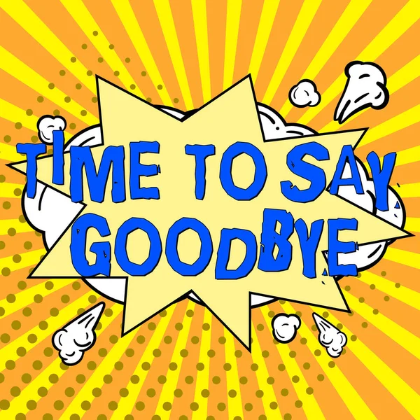 Hand Writing Sign Time Say Goodbye Conceptual Photo Bidding Farewell — Foto de Stock