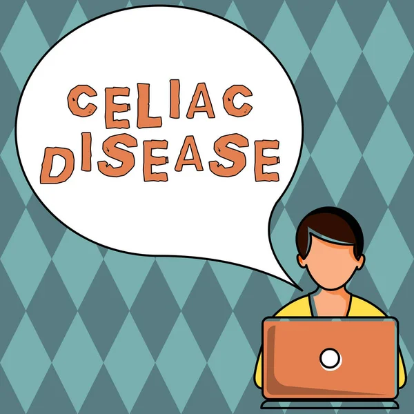Fogalmi Felirat Celiac Betegség Fogalmi Fotó Vékonybél Túlérzékeny Glutén Emésztési — Stock Fotó