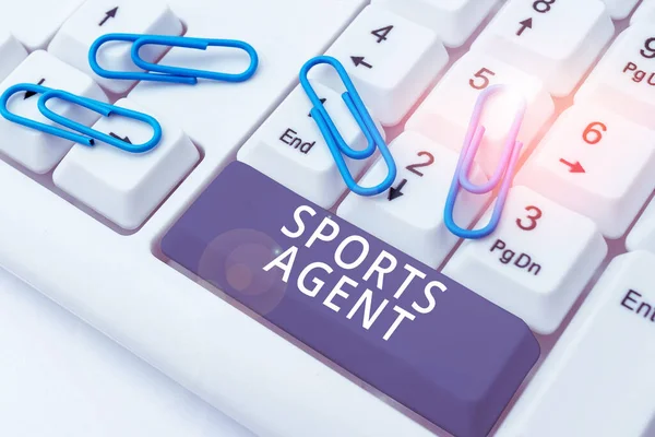 Hand writing sign Sports Agent, Word for person manages recruitment to hire best sport players for a team