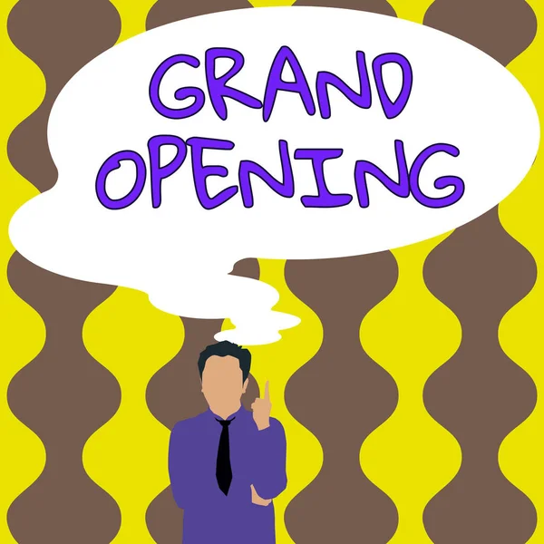 Handstilstext Grand Opening Koncept Som Betyder Ribbon Cutting New Business — Stockfoto