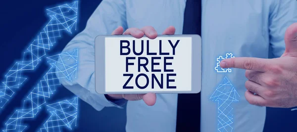 Writing displaying text Bully Free Zone, Business overview Be respectful to other bullying is not allowed here