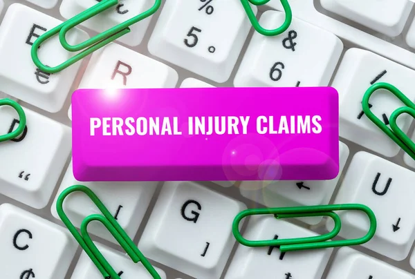 Text showing inspiration Personal Injury Claims, Word for being hurt or injured inside work environment