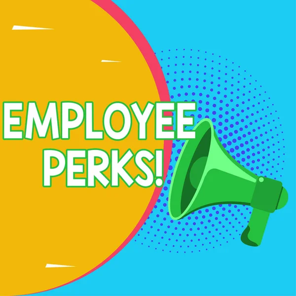 Text Showing Inspiration Employee Perks Internet Concept Worker Benefits Bonuses — Fotografia de Stock