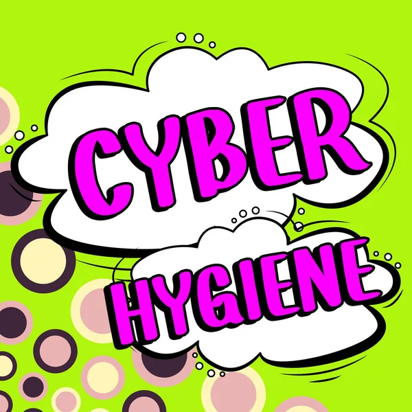 Firma Visualizzazione Cyber Hygiene Concetto Aziendale Passi Che Gli Utenti — Foto Stock