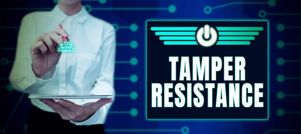 Text Sign Showing Tamper Resistance Concept Meaning Resilent Physical Harm — Photo