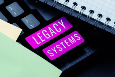 Conceptual display Legacy Systems, Internet Concept old method technology computer system or application program