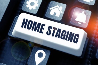 Conceptual display Home Staging, Business approach preparation of a private residence for sale in the real estate marketplace