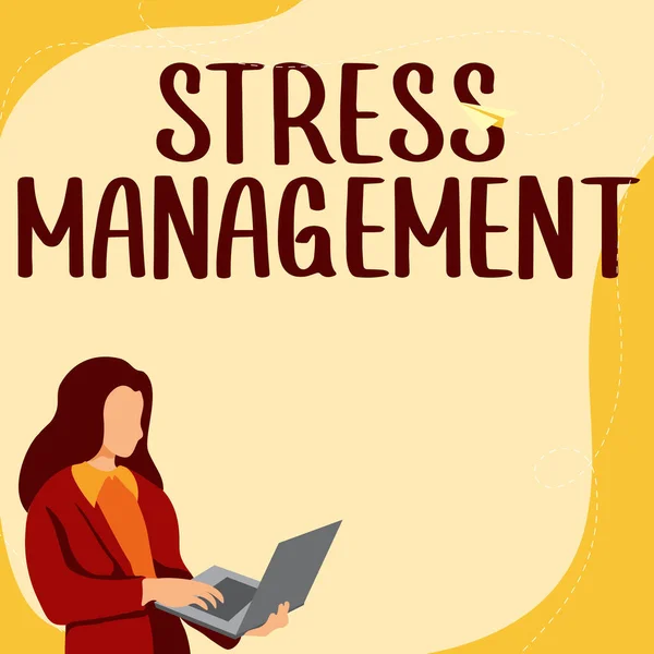 Writing displaying text Stress Management, Business overview learning ways of behaving and thinking that reduce stress
