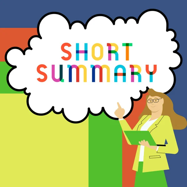 Writing Displaying Text Short Summary Concept Meaning Brief Statement Main — Stock fotografie