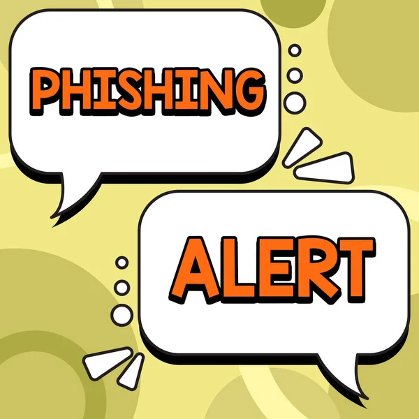 Metin Phishing Alarmı Yazılıyor Konseptin Anlamı Hassas Bilgi Almak Için — Stok fotoğraf