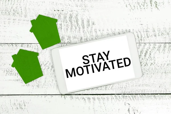 Inspiration Showing Sign Stay Motivated Word Written Reward Yourself Every — Stock Photo, Image
