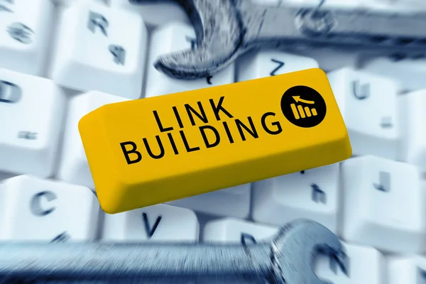 Conceptual display Link Building, Business concept SEO Term Exchange Links Acquire Hyperlinks Indexed