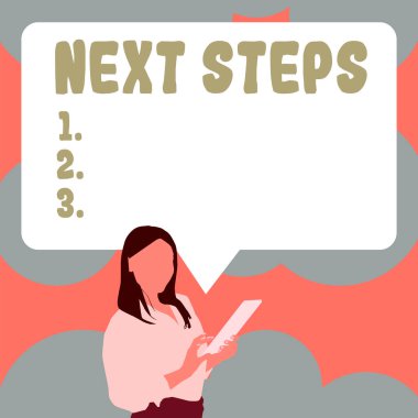 Inspiration showing sign Next Steps 1,2,3, Conceptual photo something you do or plan after youve finished something else
