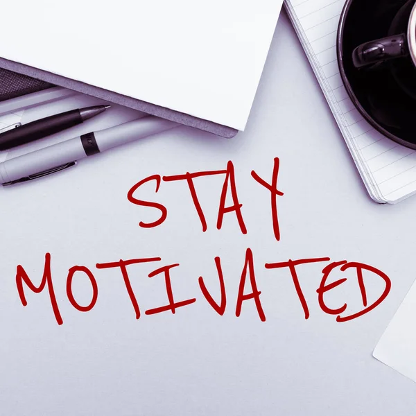 Writing Displaying Text Stay Motivated Word Written Reward Yourself Every — Stock Photo, Image