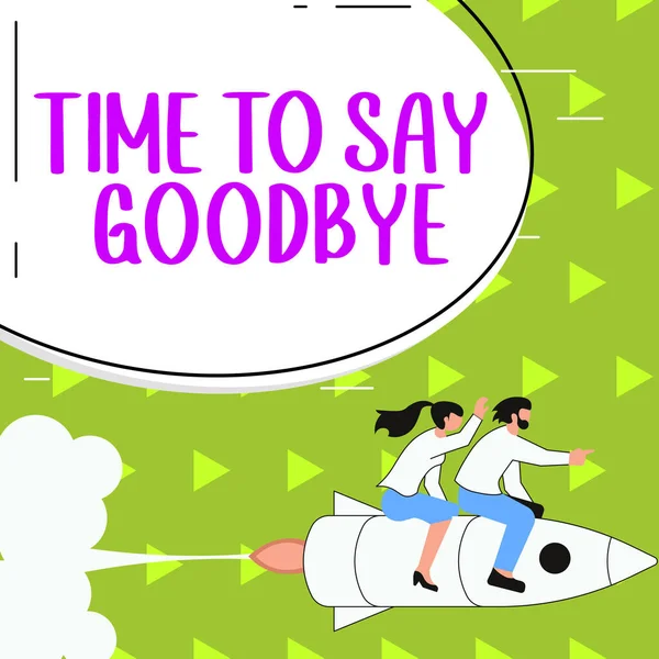 Señal Texto Que Muestra Tiempo Para Decir Adiós Idea Negocios — Foto de Stock