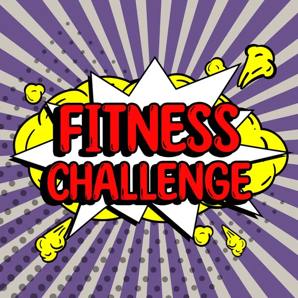 Writing displaying text Fitness Challenge, Business concept condition of being physically fit and healthy in good way