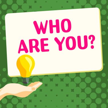 Hand writing sign Who Are You, Business showcase Identify yourself description personal characteristics