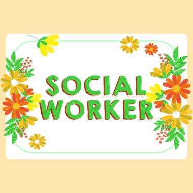 El yazısı sosyal hizmet görevlisi, yetersiz veya gelirsiz devlet insanlarından iş konsept yardımı