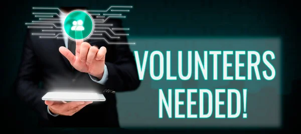 Scrivere Testo Volontari Necessari Approccio Imprenditoriale Comunità Sociale Carità Volontariato — Foto Stock