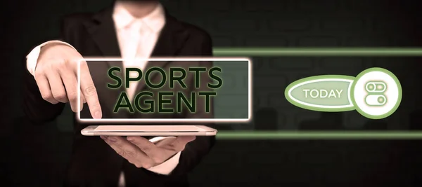Hand writing sign Sports Agent, Business approach person manages recruitment to hire best sport players for a team