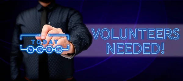 Text Sign Showing Volunteers Needed Business Showcase Social Community Charity — Φωτογραφία Αρχείου