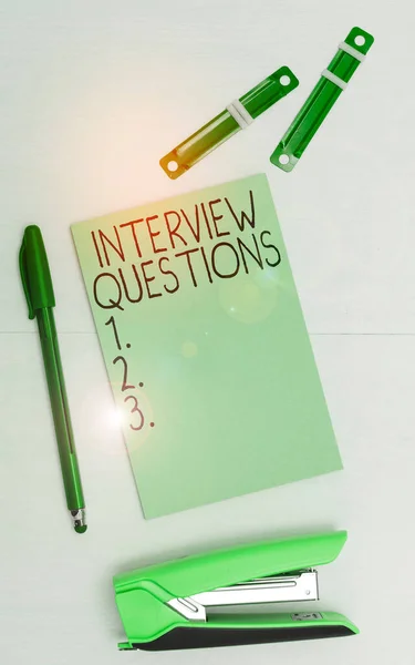 Writing Displaying Text Interview Questions Business Idea Typical Topic Being — Foto de Stock