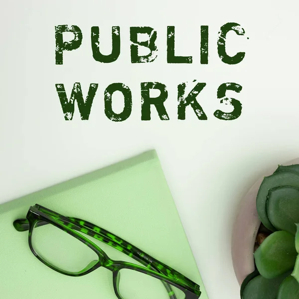 Handwriting Text Public Works Word Describes Viewing Event Public Crowd — Photo