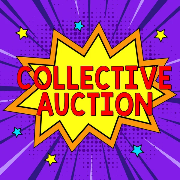 Hand Writing Sign Collective Auction Word Written Gathering Measuring Information — Stock Photo, Image