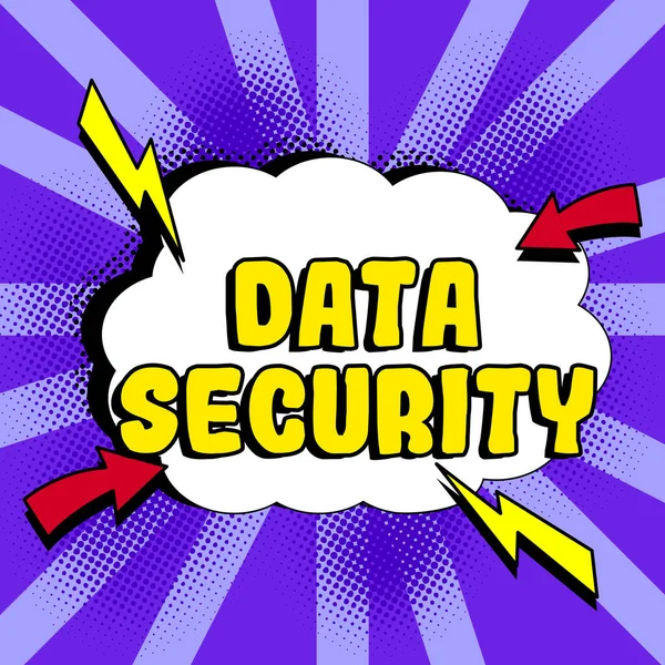 显示数据安全 业务概述保密磁盘加密备份密码屏蔽的文本标志 — 图库照片