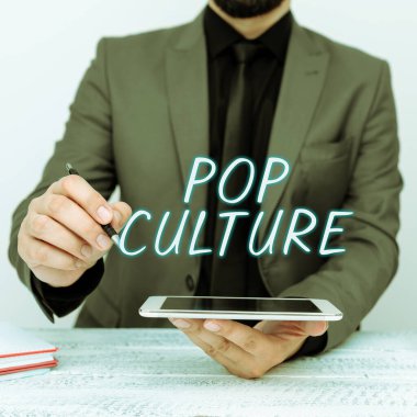 Writing displaying text Pop Culture, Business showcase describes the lifestyle and tastes of the majority of mostly younger people