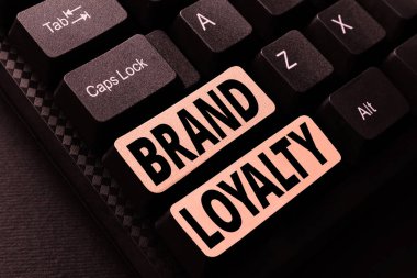 Sign displaying Brand Loyalty, Business showcase Repeat Purchase Ambassador Patronage Favorite Trusted