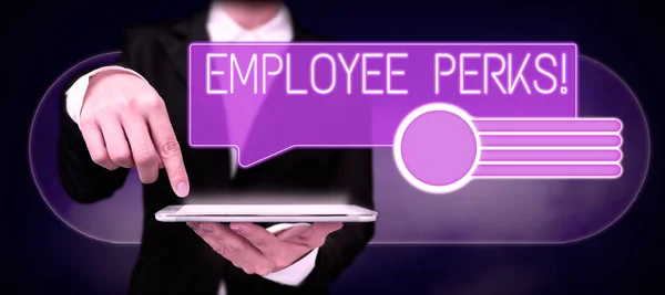 Conceptual Caption Employee Perks Business Concept Worker Benefits Bonuses Compensation — Photo