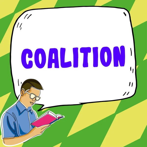 Text Showing Inspiration Coalition Business Idea Temporary Alliance Distinct Parties — Stock fotografie