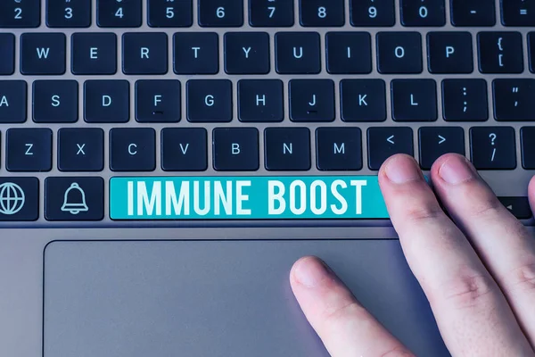 Text caption presenting Immune Boost, Business idea being able to resist a particular disease preventing development of pathogens