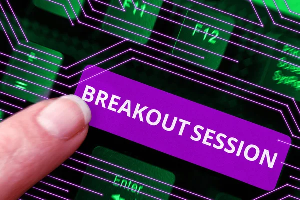 Teksttekst Som Presenterer Breakout Session Business Idea Workshop Discussion Presentation – stockfoto