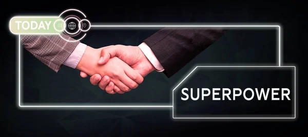 Legenda Conceitual Superpower Business Mostra Poder Habilidade Tipo Permite Reforça — Fotografia de Stock