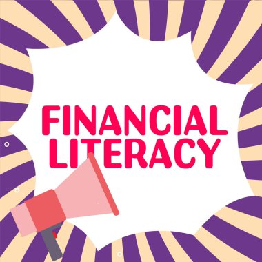 İlham kaynağı olan Mali Edebiyat, Kavramsal Fotoğraf 'yı gösteren metin paranın nasıl işlediği konusunda anlaşılır ve bilgili