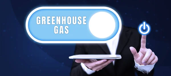 Text Showing Inspiration Greenhouse Gas Conceptual Photo Carbon Dioxide Contribute — Stock Photo, Image