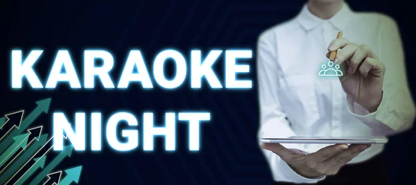 Writing Displaying Text Karaoke Night Internet Concept Entertainment Singing Instrumental — 스톡 사진