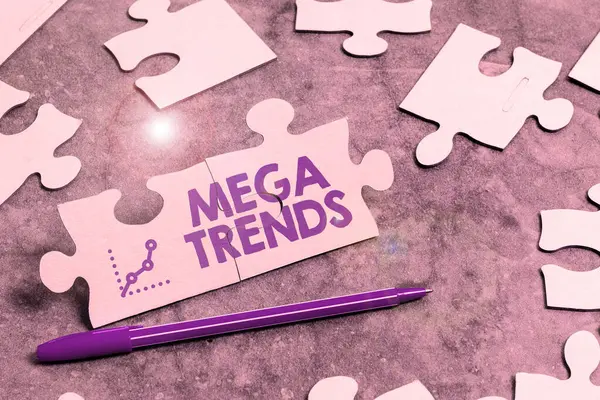 Текстовый Знак Показывающий Mega Trends Бизнес Подход Мощные Явления Влияющие — стоковое фото