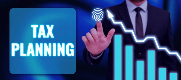 Hand Writing Sign Tax Planning Business Idea Analysis Financial Situation —  Fotos de Stock
