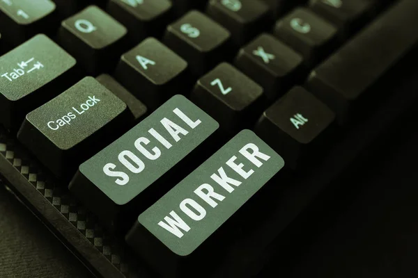 Skriva Visa Text Socialarbetare Business Showcase Hjälp Från Statliga Personer — Stockfoto
