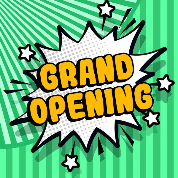 Hand Writing Sign Grand Opening Conceptual Photo Ribbon Cutting New — Stock Fotó