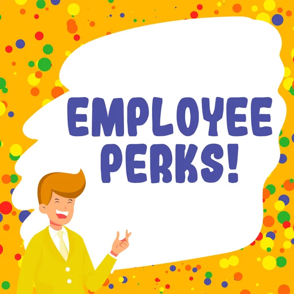 Text Caption Presenting Employee Perks Internet Concept Worker Benefits Bonuses — Fotografia de Stock
