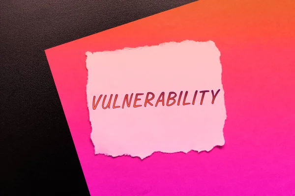 Sign Displaying Vulnerability Conceptual Photo State Being Exposed Possibility Being — Stock Photo, Image