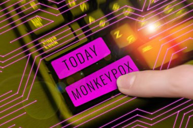 Conceptual display Monkeypox, Business overview poxvirus of Africa caused by chiefly in wild rodents and primates