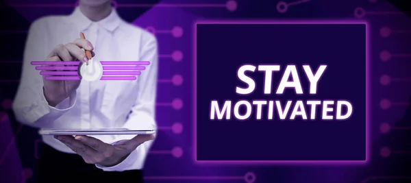 Text Sign Showing Stay Motivated Business Showcase Reward Yourself Every — Stock Photo, Image