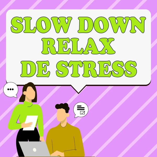 Text Sign Showing Slow Relax Stress Conceptual Photo Have Break — Foto de Stock