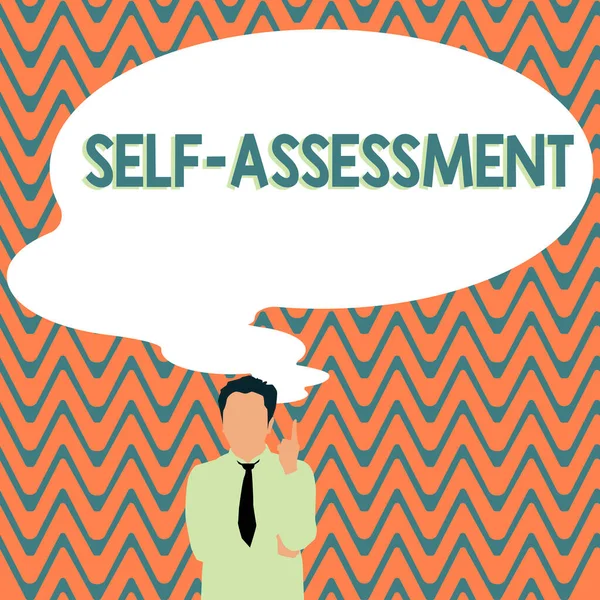 Text Caption Presenting Self Assessment Business Idea Pride Confidence Oneself — Fotografia de Stock
