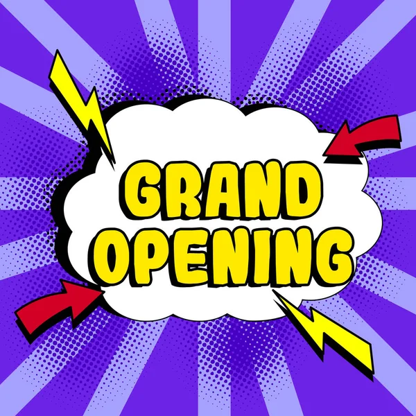 Text Sign Showing Grand Opening Business Overview Ribbon Cutting New — Stock Fotó